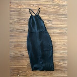 Elegant Black Sleeveless backless midi bodycon Dress